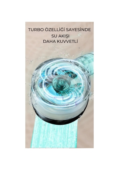 Led Işıklı Turbo Renkli Pervaneli Filtreli Su Tasarruflu Duş Başlığı Çok Renkli