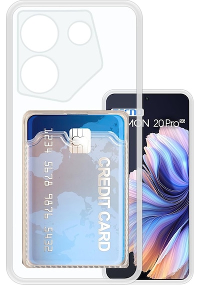 Tecno Camon 20 Pro Kamera Korumalı Kartlıklı Setra Şeffaf Silikon Kılıf