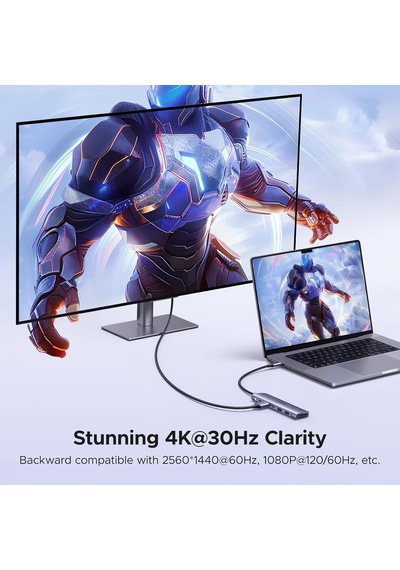 Lexroo Usb C To 4k Hdmı 100w Pd 2xusb-a Sd Micro Sd Kart Okuyucu Dönüştürücü Çoklayıcı Hub