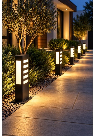 Siyah Metal Bahçe Aydınlatma Direği 50 Cm 220v Gün Işığı Led Yürüyüş Yolu Ve Peyzaj Lambası