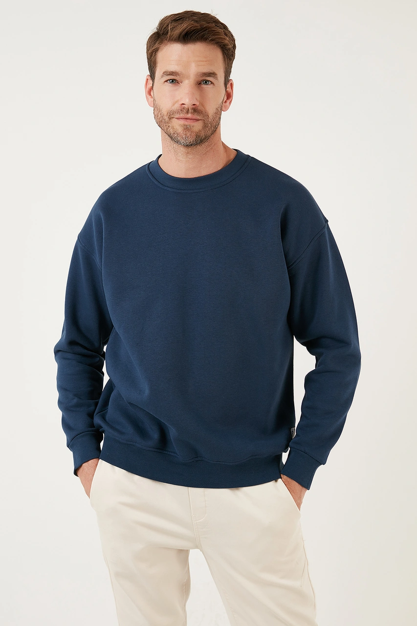 Buratti Regular Fit Bisiklet Yaka Şardonlu 2'Li Paket Erkek Sweat 5905255S2 Indigo-Vişne