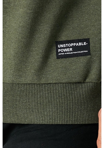 Erkek Basic Bisiklet Yaka Haki Sweatshirt