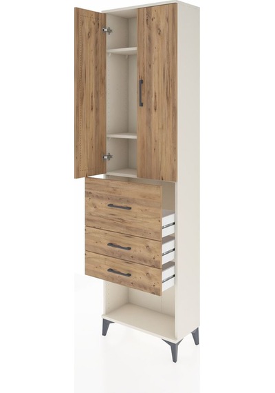 Arges Dolap 3 Raflı 3 Çekmeceli 2 Kapaklı 60x30x221 Aytaşı-çam Aytaşı