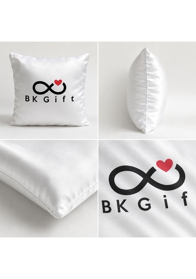 Bk Kurumsal Logonuza Özel 10 Adet 40x40 Cm Beyaz Baskılı Dekoratif Yastık Elyaf Dolgulu