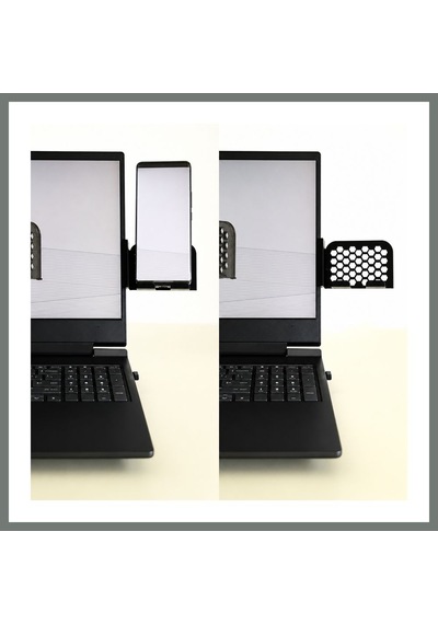 Bezos 3d Baskı Monitor Telefon Tutucu - Petek Desenli Laptop Kenar Telefon Tutucu-siyah Mmbz Standart
