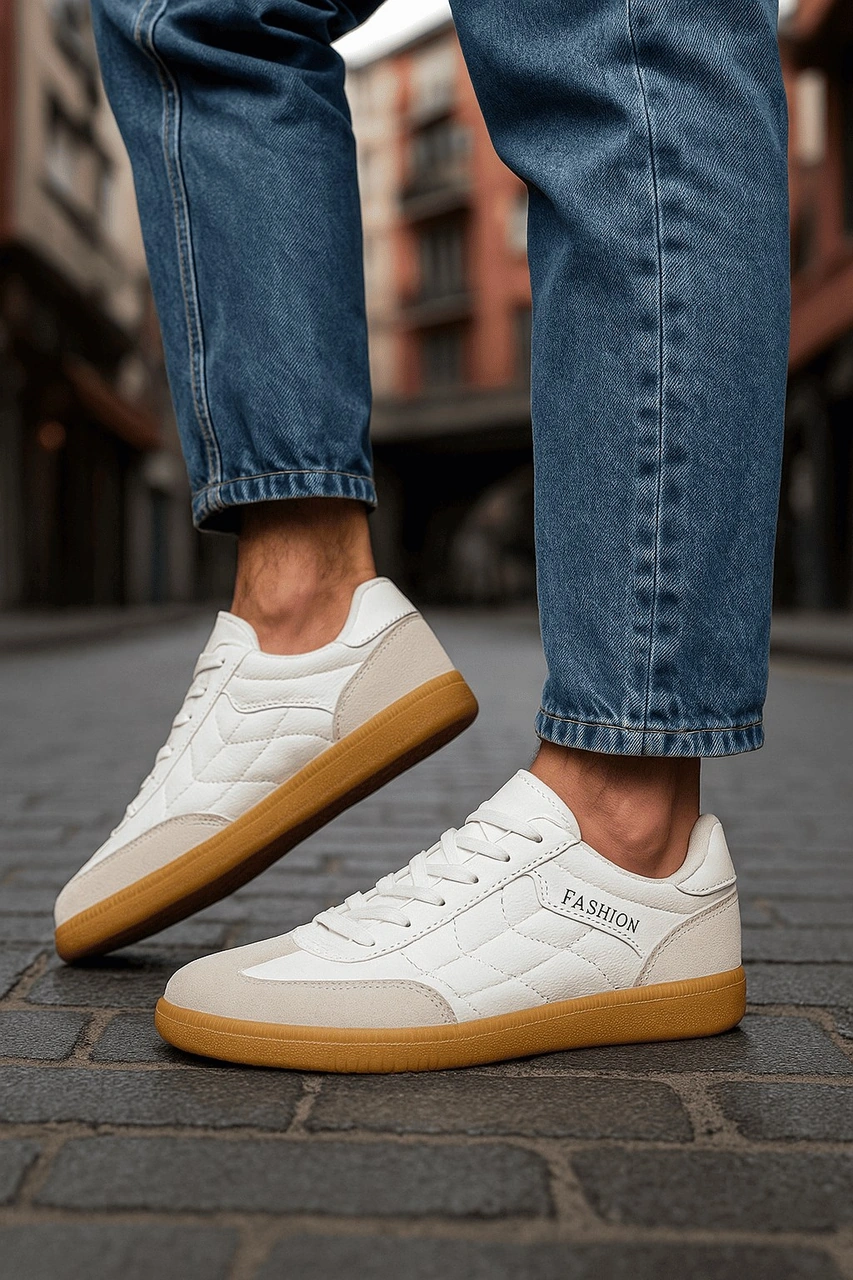 Günlük Unisex Sneaker Bağcıklı Dikiş Detaylı Oval Burun Tırtıklı Taban Hafir Spor Ayakkabı 353 Beyaz Günlük Unisex Sneaker Bağcıklı Dikiş Detaylı Oval Burun Tırtıklı Taban Hafir Spor Ayakkabı 353 Beyaz