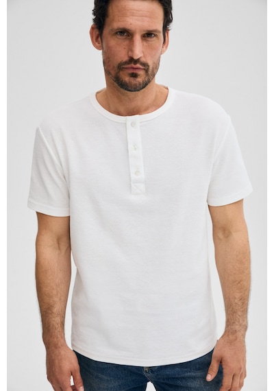 Grimelange Grımelange Calpen Organik Pamuklu Yakası Düğmeli Regular Fit Ekru T-shirt