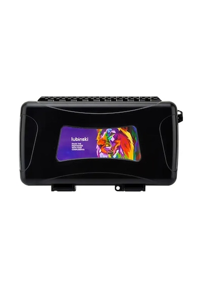 Lubinski Seyahat Puro Kutusu Humidor Kırılmaz Plastik Siyah Lion Logo 5's
