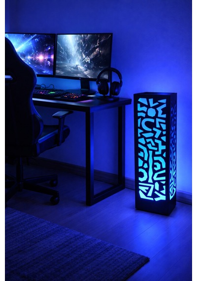 Dekoratif Lamba / Aplik - Rgb Led 4 Panelli Modern Tasarım, Kumandalı Ortam Aydınlatması 55 Cm Çok Renkli Diğer