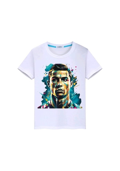 Magors Stil-x Crıstıano Ronaldo Baskılı Bisiklet Yaka Erkek Çocuk Ve Genç Tshırt Beyaz-4