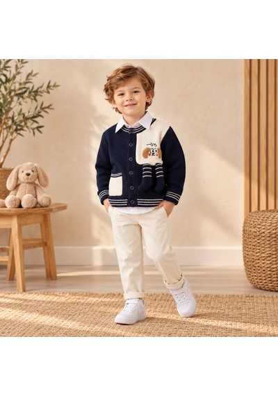 Maxx Kelın Erkek Çocuk Lacivert Krem Triko Hırka Ve Pantolon 3'lü Takım 2-5 Yaş