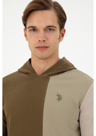 U.S. Polo Assn. Erkek Regular Fit Kapüşonlu Haki Sweatshirt 50293451-VR027