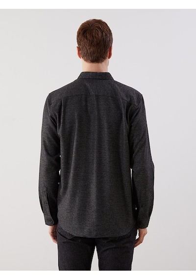 Lcwaıkıkı Classic Siyah Regular Fit Armürlü Cepli Erkek Gömlek