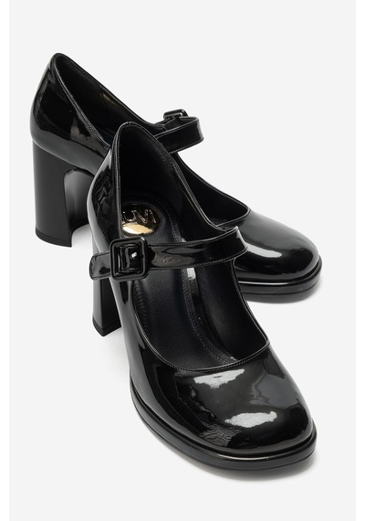 Luvi Shoes Chrısta Siyah Rugan Kadın Topuklu Ayakkabı