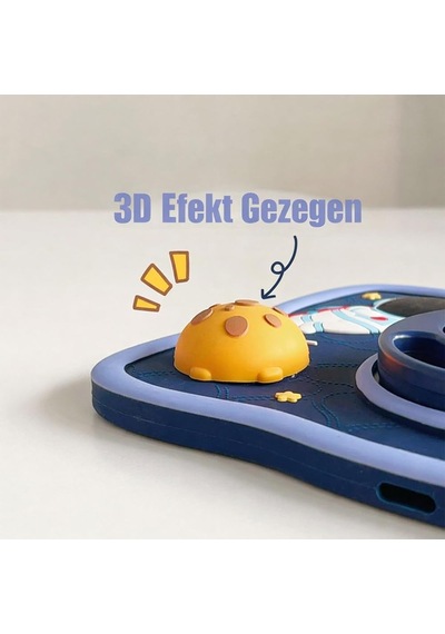 Samsung Galaxy Tab A11 Plus İle Uyumlu Kılıf 360 Derece Döner Stand Yatay Dikey Kullanılabilir, Kawaii Askılı Tasarım Kalem Yuvası Özellikli Sevimli Space-man Tasarımı