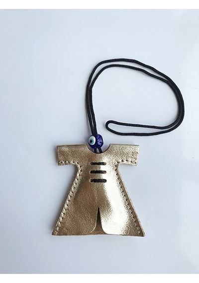 Cevşen Duası Oto Dikiz Aynası Süsü Kaftan Hakiki Deri Altın