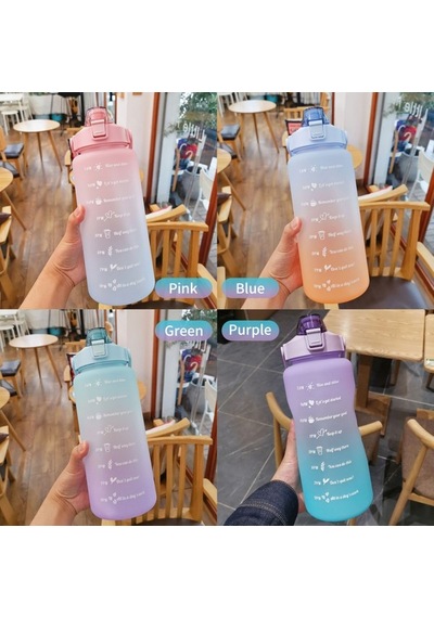 Skycity Kkmoon 2 Lt Motivasyon Yazılı Ve Saat İşaretli Su Matarası - Pembe 007 Kahverengi