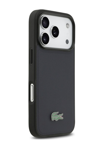 Apple Uyumlu iPhone 17 Pro Kılıf Lacoste Lisanslı M-safe Özellikli Pu Pike Desenli Metal Logolu Kapak Lacivert