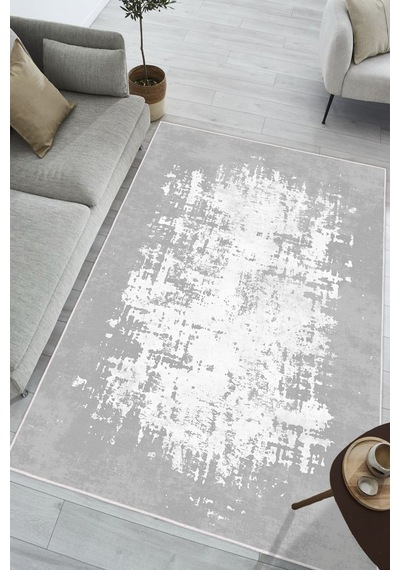 Dekoratif Modern Desenli Bej Makinede Yıkanabilir Kaymaz Taban Halı Oturma Odası Salon Halısı Yolluk gri