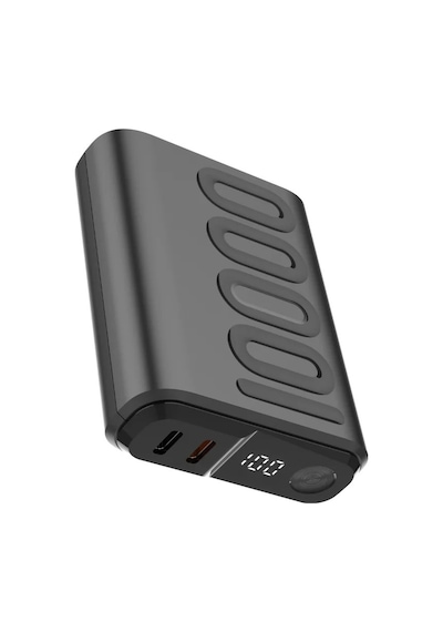 Bix Tpb15 10000mah Pd 20w Usb-c Usb-a Qc 3.0 22.5w Süper Hızlı Şarj Destekli Dijital Ekranlı Mini Powerbank Siyah Siyah