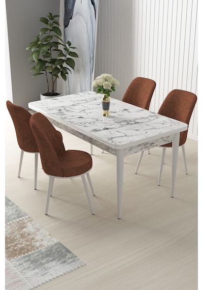 Canisa Concept Nil Serisi 70x110 Sabit Mutfak Masası Takımı Beyaz Mermer Desen Masa 4 Kiremit Sandalye Masa Beyaz/kiremit Sandalyeler Canisa Concept Nil Serisi 70x110 Sabit Mutfak Masası Takımı Beyaz Mermer Desen Masa 4 Kiremit Sandalye Masa Beyaz/kiremit Sandalyeler