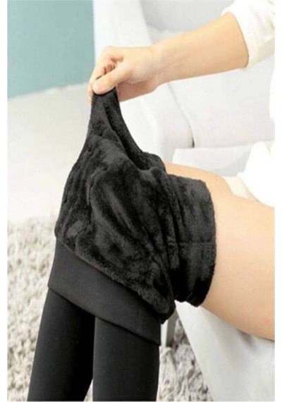 Larosa Lingerie Kadın Siyah Termal Peluş Likralı Kışlık Taytsiyahxl Siyah