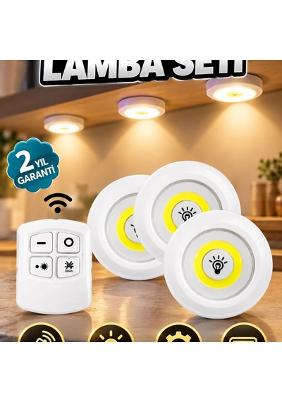 3 Lü Kablosuz Spot Led Işık Seti Uzaktan Kumandalı Ve Ayarlanabilir Diğer