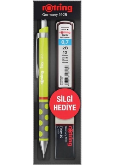Tikky Versatil Limon Yeşili Uçlu Kalem 3 Lü Okul Seti Silgi Hediye Yeşil