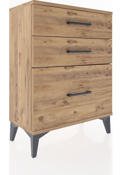 Arges Komodin 3 Çekmeceli 60x30x80 Çam-çam Atlas Çam