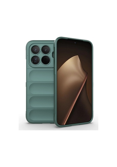 Xiaomi 15t Pro Kılıf Esnek Tpu Oyuklu Arka Yüzey Tasarımlı Zore Etnik Silikon Kapak Koyu Yeşil