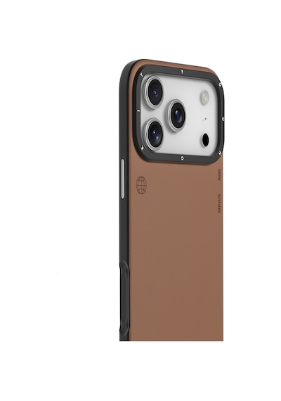 Apple Uyumlu iPhone 17 Pro Max Kılıf M-safeli Basit Mat Deri Desenli Youngkit Tech Fashion Seri Kapak Kahverengi Kahverengi