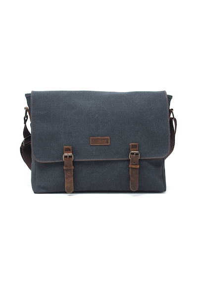 Gillario Design 03 Kanvas - Deri 15.6 Inch Postacı Laptop Çantası Siyah