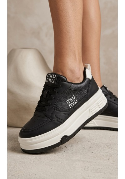 Mlu Mlu Kadın Kışlık Sneaker Su Geçirmez Kaydırmaz Ortopedik Yüksek Taban Siyah