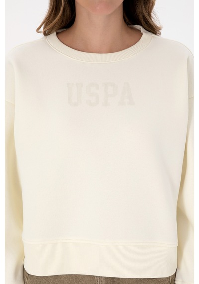 U.S. Polo Assn. Kadın Krem Bisiklet Yaka Basic Sweatshirt 50307752-VR256