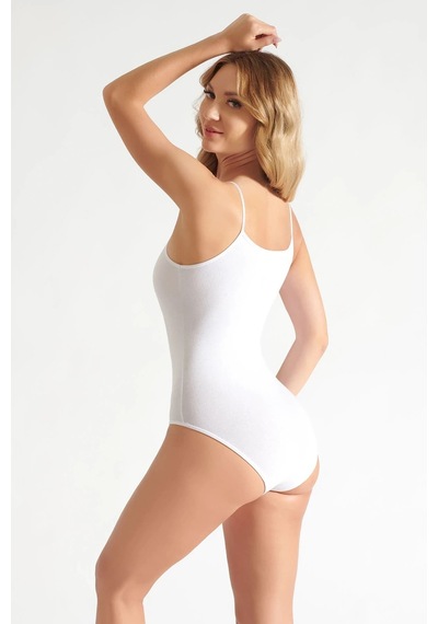 Hepsine Rakip 6lı Kadın Pamuklu Body İp Askılı Kancalı Ekonomik Rahat Beyaz