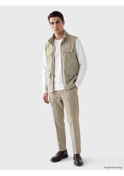Lcwaıkıkı Classic Bej Regular Fit Dik Yaka Erkek Yelek