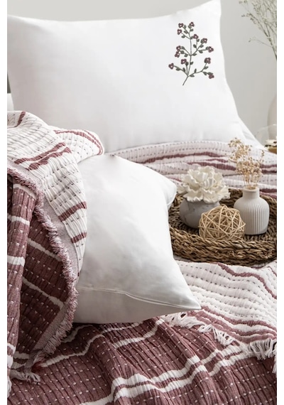 Şaheser Home Collection Yatak Örtüsü Seti Sera Bordo Renkli