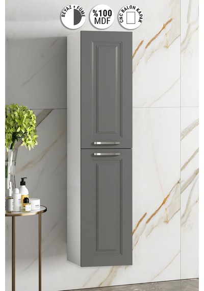 Salkım 35x167 Cm Beyaz-füme Balon Mdf Asma Banyo Boy Dolabı Beyaz - Füme Salkım 35x167 Cm Beyaz-füme Balon Mdf Asma Banyo Boy Dolabı Beyaz - Füme