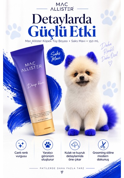 Mac Allister Kedi Köpek Tüy Boyası Saks Mavi Renkli 150 Ml