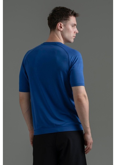 Maraton Slimfit Erkek Bisiklet Yaka Saks- T-shirt Saks-