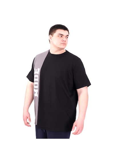 Mode Xl Büyük Beden Erkek T-shirt Parçalı U25501 Siyah Siyah