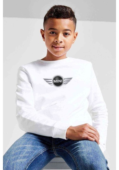 Tshirthane Mini Baskılı Unisex Çocuk Beyaz Sweatshirt (528567993) Beyaz