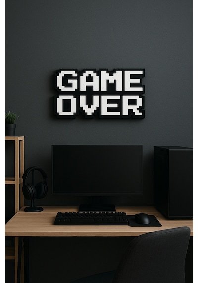 Modern Game Over Kabartmalı Süs Dekoratif Obje, Duvar & Masaüstü Aksesuarı,hediye 15x8.5 Cm