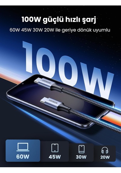 100w Usb C Kablosu Pd3.0 Hızlı Şarj Kablosu Pps İphone 15 Pro Max Macbook Pro M2 Macbook Air M2 Galaxy S25 Ultra İle Uyumludur. 3m