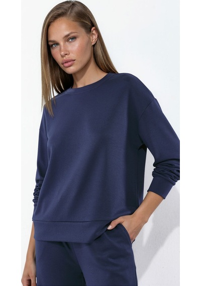 Hiccup Modal Touch Basic Sweatshirt & Geniş Paça Pantolon İkili Takım Lacivert