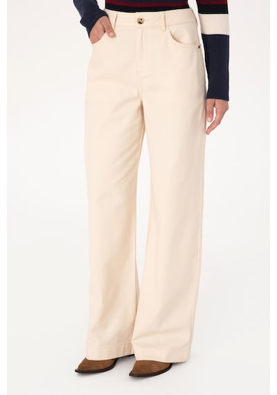 U.S. Polo Assn. Kadın Krem Loose Fit Kanvas Pantolon 50309351-VR256