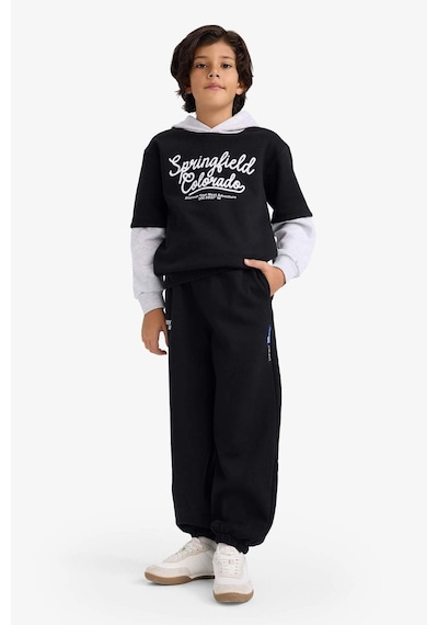 Defacto Erkek Çocuk Oversize Geniş Kalıp Beli Lastikli Baskılı Eşofman Altı G5635a825cwbk81 Siyah-bk81