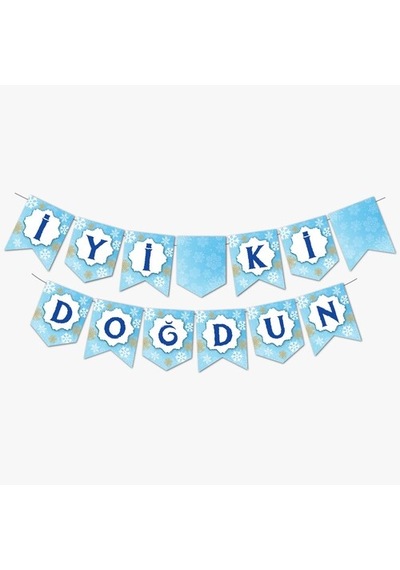 3 Paket Zikzak Banner Kar Tanesi İyi Ki Doğdun - Yılbaşı Süsü