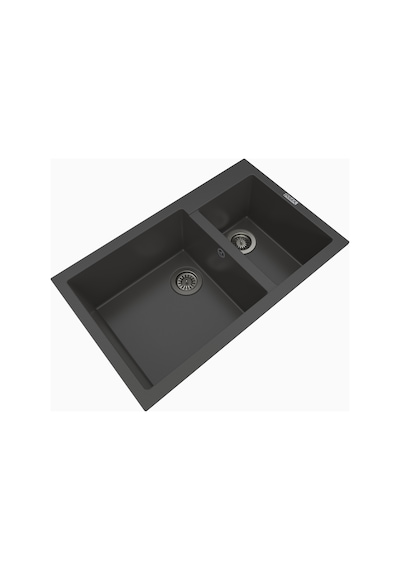 Polex Cristalüx Granit Evye P-1.75 Antrasit 1.5 Gözlü Tezgah Altı Ve Tezgah Üstü Mutfak Evyesi 81x50.5 CM
