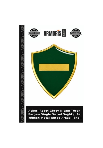 Askeri Rozet Görev Nişanı Tören Parçası Single Swrod Sağlıkçı As Teğmen Metal Rütbe Arkası İğneli Çok Renkli